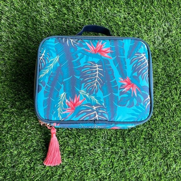 DIRTY WORKS Tropical Print Makeup Cosmetics Case Toiletry Bag Storage Travel - Picture 2 of 10